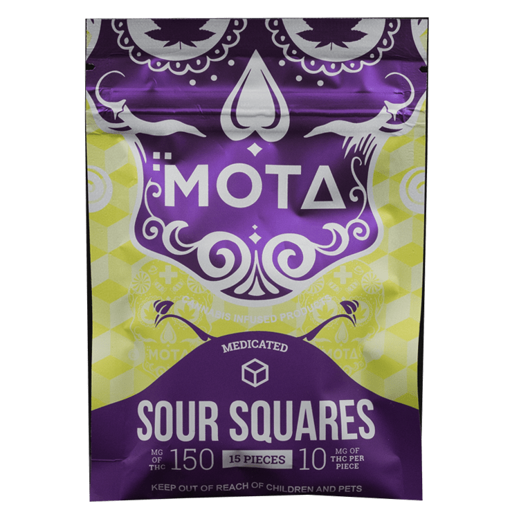 MOTA Edibles – Sour Squares – 150mg THC | BC Weed Edible Canada