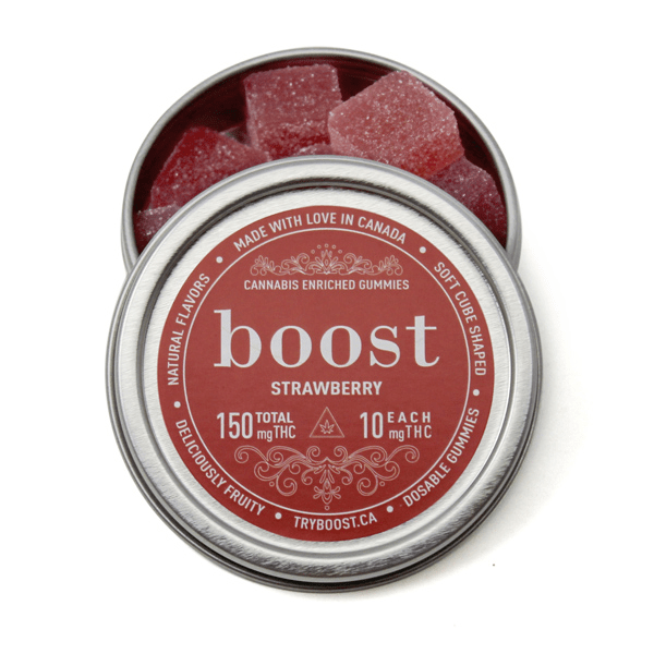 Boost – THC Strawberry Gummies – 150mg | BC Weed Edible Canada Boost – THC Strawberry Gummies – 150mg | BC Weed Edible Canada