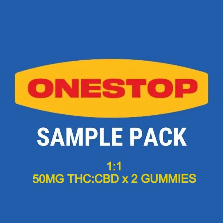 Onestop – Sample Pack – 1:1 – (50mg CBD:THC x 2 Gummies) | BC Weed Edible Canada